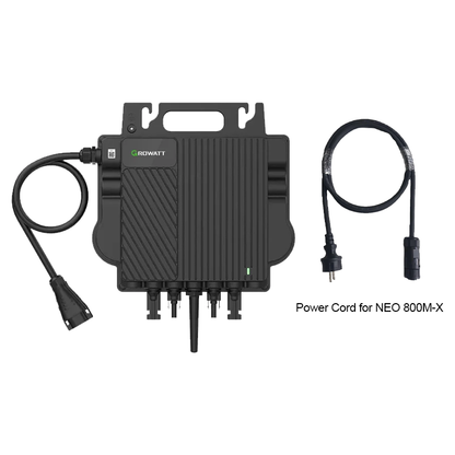 Growatt NEO800 M-X, 800W Mikrowechselrichter mit Integrierte WiFi-Kommunikation für Balkonkraftwerke Lieferumfang AC-Verlängerungskabel