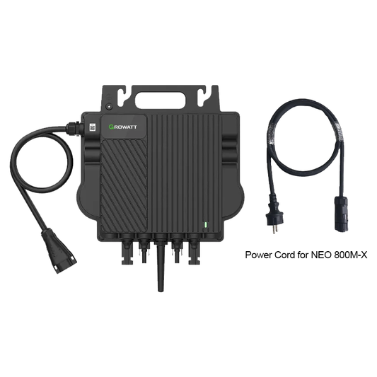 Growatt NEO800 M-X, 800W Mikrowechselrichter mit Integrierte WiFi-Kommunikation für Balkonkraftwerke Lieferumfang AC-Verlängerungskabel