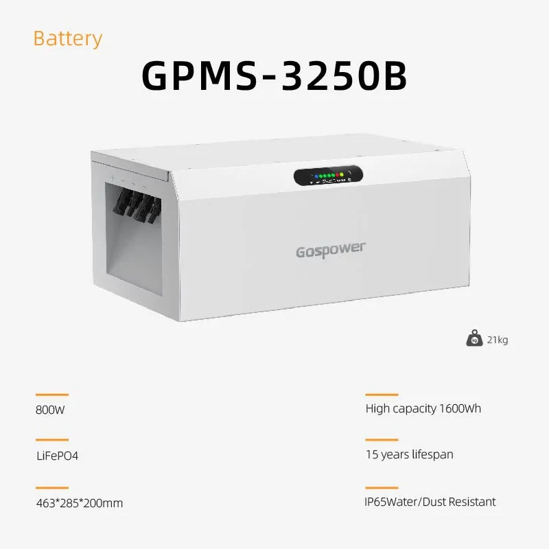 Gospower Batterie GPMS-3250B Balkonkraftwerk Plug&Play 32V 50Ah Massive Kapazität von 1,6 kWh pro Einheit