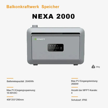Growatt NEXA 2000, All-in-one Balkon-Solarspeicher, 2048Wh LiFePO4 Batterie mit WiFi/Bluetooth