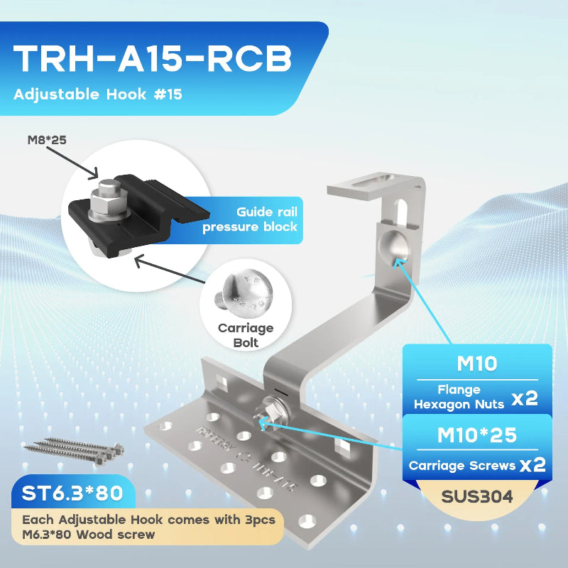 Hopergy TRH-A15-RCB Verstellbarer Dachziegelhaken