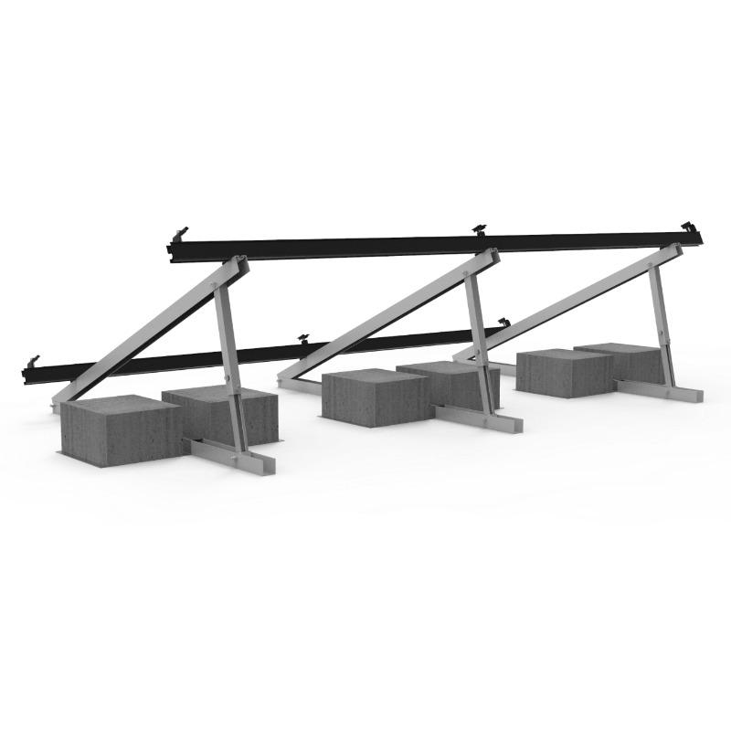Hopergy M2B-L1350, Verstellbare Dreieckshalterung für RA-SSC Aluminiumschienen, Flachdachhalterung, Bodenhalterung, Neigungswinkel: 15~30°