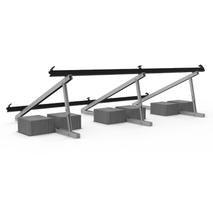 Hopergy M2B-L1350, Verstellbare Dreieckshalterung für RA-SSC Aluminiumschienen, Flachdachhalterung, Bodenhalterung, Neigungswinkel: 15~30°